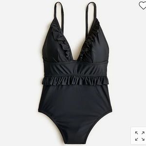 NWT Black Ruffle One Piece Black Swimsuit